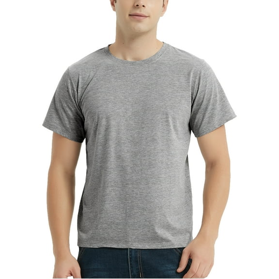 TOPTIE Men's Classic T-shirt, Short Sleeve Crew Neck T-Shirt for Men-Gray-XL