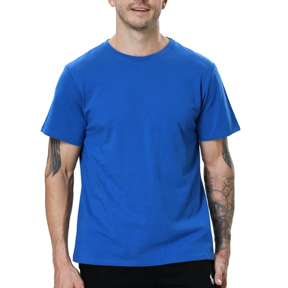 TOPTIE Men's Classic T-shirt, Short Sleeve Crew Neck T-Shirt for Men-Royal Blue-S