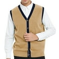 thumbnail image 1 of Toptie Men's V-Neck Slim Fit Casual Suit Vests-Style1 Beige-XL, 1 of 8