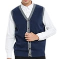 thumbnail image 1 of Toptie Men's V-Neck Slim Fit Casual Suit Vests-Style1 Navy-XL, 1 of 8