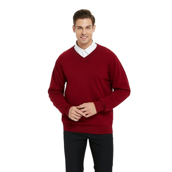 Toptie Mens Cotton Long Sleeve Sweatershirt V-Neck Basic Designed