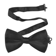 Toptie Mens Formal Tuxedo Solid Color Satin Bow Tie Classic Pre-Tied Bow Tie-Black-1 Pack