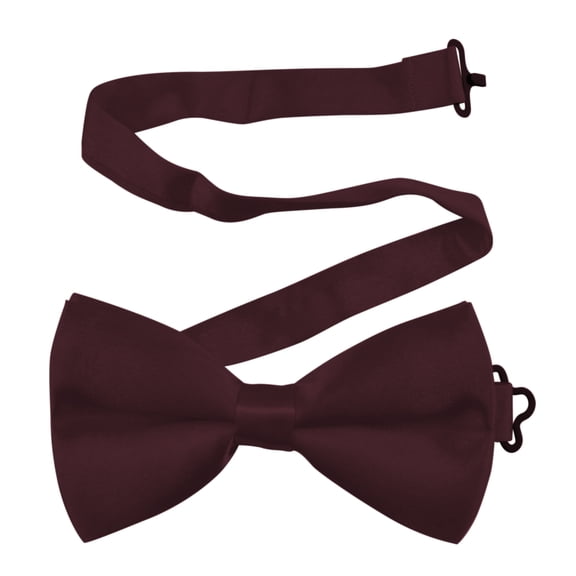 Toptie Mens Formal Tuxedo Solid Color Satin Bow Tie Classic Pre-Tied Bow Tie-Burgundy-1 Pack