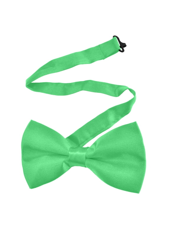 Mens Formal Tuxedo Solid Color Satin Bow Tie Classic Pre-Tied Bow Tie-Green-1 Pack
