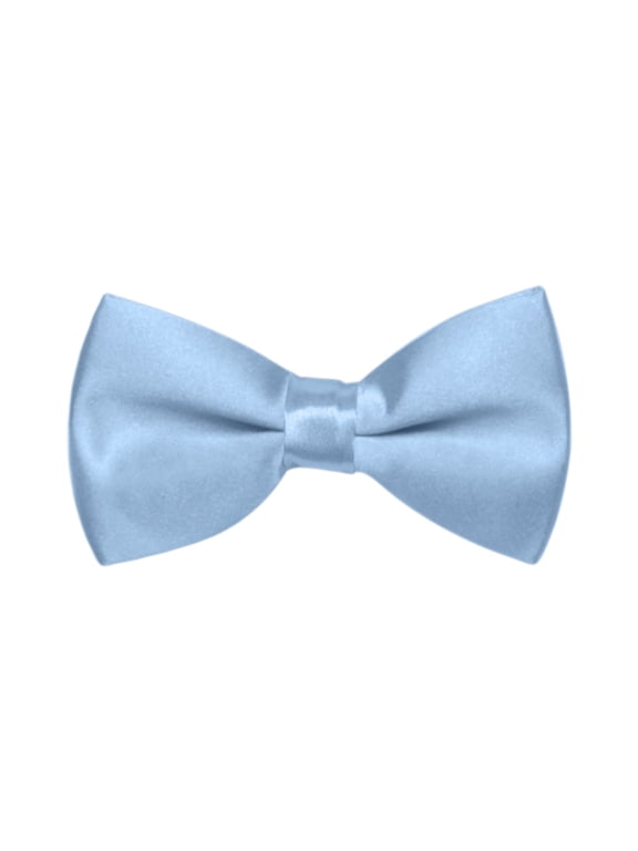 Mens Formal Tuxedo Solid Color Satin Bow Tie Classic Pre-Tied Bow Tie-Light Blue-1 Pack