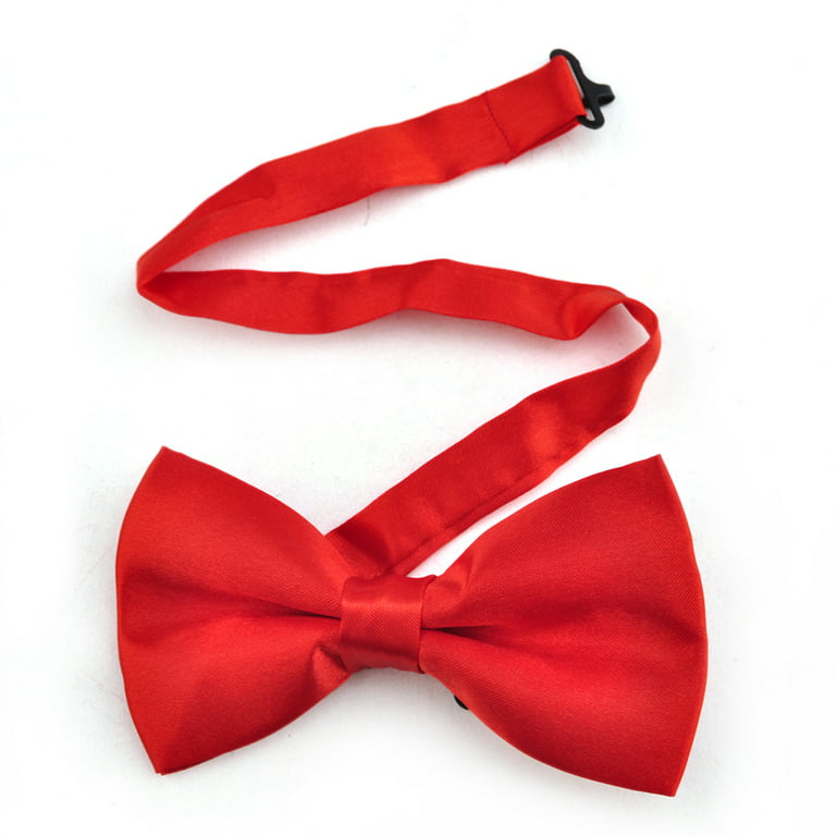 Toptie Mens Formal Tuxedo Solid Color Satin Bow Tie Classic Pre-Tied Bow  Tie-Red-1 Pack