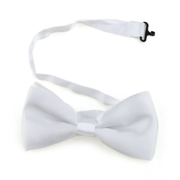 Toptie Mens Formal Tuxedo Solid Color Satin Bow Tie Classic Pre-Tied Bow Tie-White-1 Pack