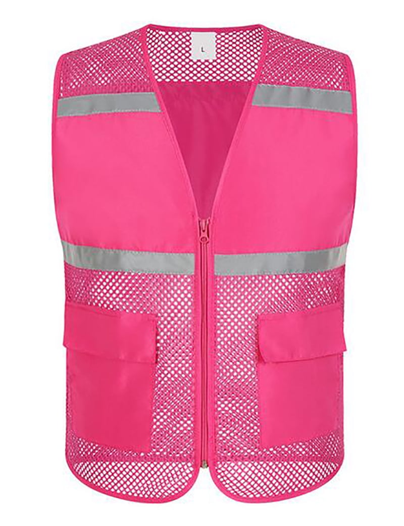 Toptie Mesh Safety Vest Zipper Team Volunteer Uniform Vest, Reflective ...