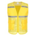 thumbnail image 1 of Toptie Mesh Safety Vest Zipper Team Volunteer Uniform Vest, Reflective Running Vest with Pockets, Slim Fit-Yellow-L, 1 of 8
