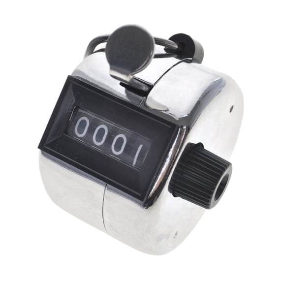 Toptie Metal Hand Tally Counter, 4-Digit Mechanical Lap Counter Clicker, Golf Number Counter-Silver