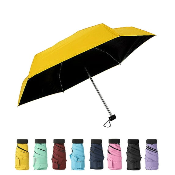 Toptie Mini Travel Umbrella, Compact Sun & Rain Umbrella with UV Protection (Yellow)
