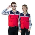 thumbnail image 1 of Toptie Multi-Pockets Work Fishing Vest, Reflective Work Sleeveless Safety Vest For Photography Hunting Travel-Red-XL, 1 of 6