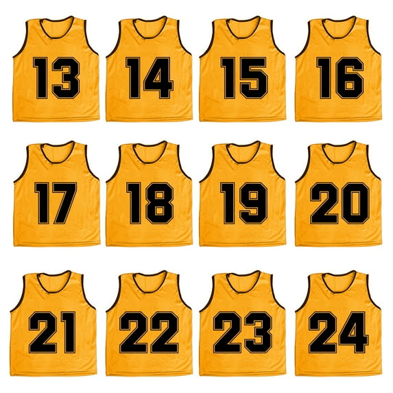 Toptie Numbered Scrimmage Team Practice Pinnies Mesh Jerseys Vests Pinnies (#13-24)