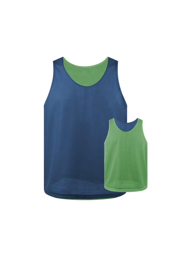 Reversible Training Vests Two Sides Sports Vest Football Jersey, Pinnies for Soccer Team for Adult and Kids-green/blue-Large