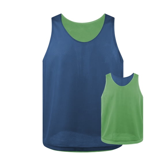 TOPTIE Reversible Training Vests Two Sides Sports Vest Football Jersey, Pinnies for Soccer Team for Adult and Youth-green/blue-Small