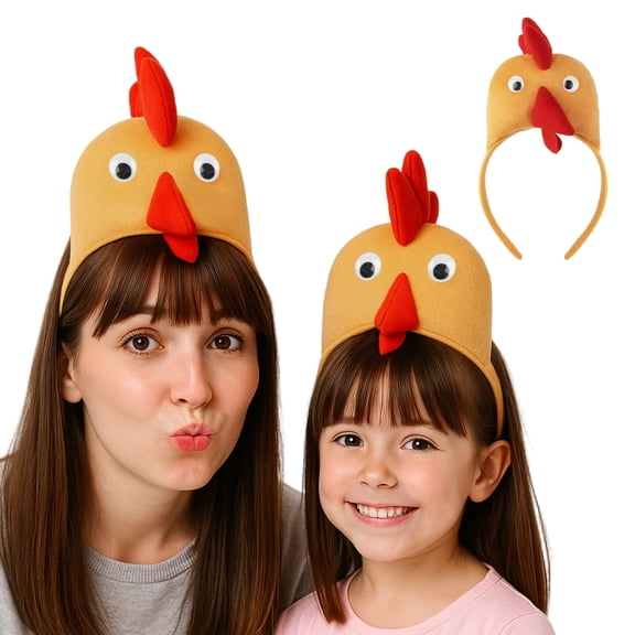 Toptie Rooster Plush Animal Headbands for Holloween Costumes, Ear Horn Hair Hoop for Kids & Adults, Thanksgiving Day Dress-Up Party Supplies