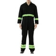 thumbnail image 1 of TOPTIE Men\'s Long Sleeve High Visibility Coverall with Green Reflective Tape Workwear Jumpsuit-Black-XL Regular, 1 of 6