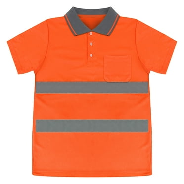Toptie Safety Polo Shirt Reflective High Visibility Short Sleeve Pocket Tee-Orange-3XL