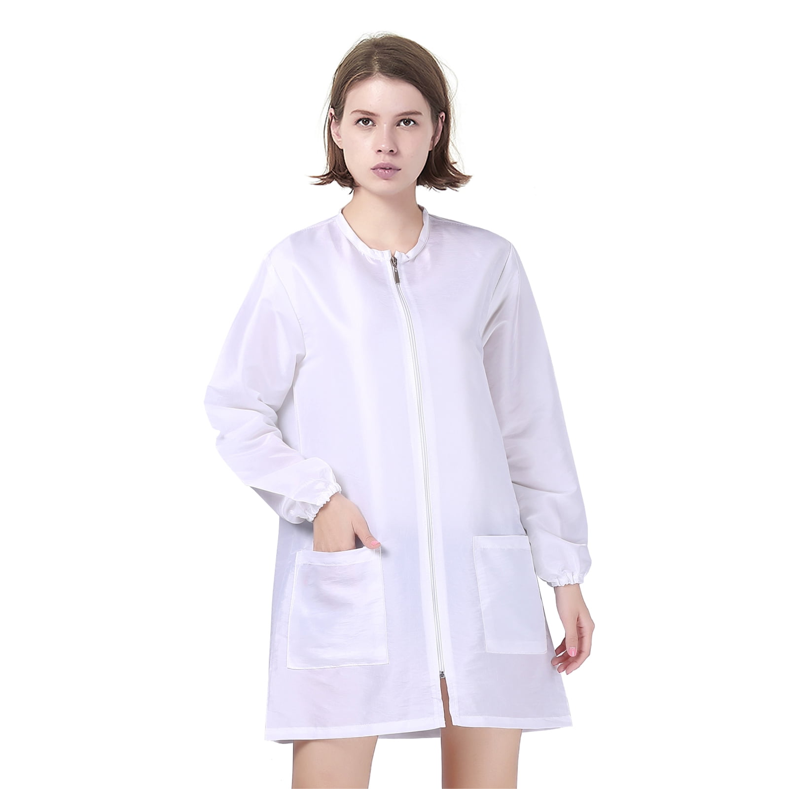 Stylist Jacket Toptie Satin Long Sleeve Salon Smock Unisex Hair Stylist Barber Cape ...