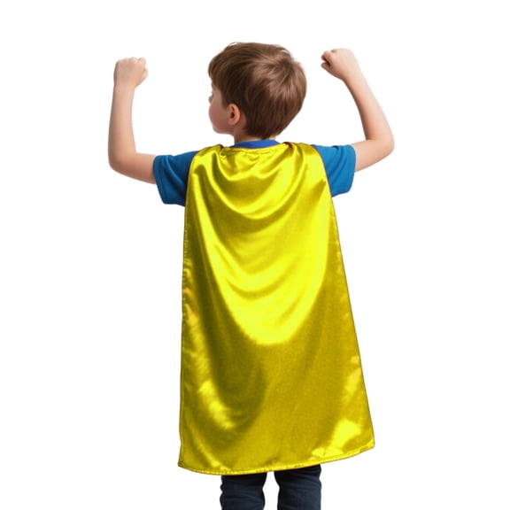 Toptie Satin Superhero Capes, Halloween Festival Event Costumes And Dress Up For Kids & Adults-Yellow-27 1/2" H x 23 1/2" W