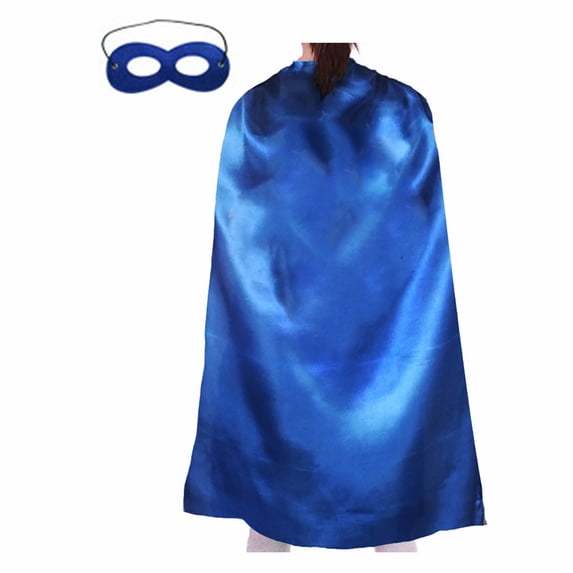 Toptie Satin Superhero Capes and Eyeflap Set, Halloween Festival Event Costumes And Dress Up For Kids & Adults-Royal Blue-43 1/4" H x 27 1/2" W