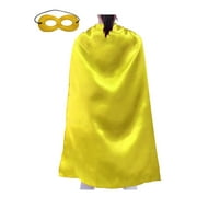Toptie Satin Superhero Capes and Eyeflap Set, Halloween Festival Event Costumes And Dress Up For Kids & Adults-Yellow-19 2/3" H x 27 1/2" W