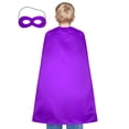 thumbnail image 1 of Toptie Satin Superhero Capes with Touch Fastener and Eye Mask, Halloween Festival Event Costumes and Dress-Up-Purple-19 2/3" H x 27 1/2" W, 1 of 6