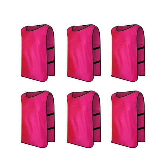 Toptie Scrimmage Training Vests Soccer Bibs Set of 6-Hotpink-XL