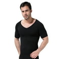 thumbnail image 1 of Toptie Seamless Compression V-neck Short Sleeve T-Shirt, Men's Shapewear Undershirt-Black-L, 1 of 7