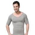 thumbnail image 1 of Toptie Seamless Compression V-neck Short Sleeve T-Shirt, Men's Shapewear Undershirt-Grey-XL, 1 of 7