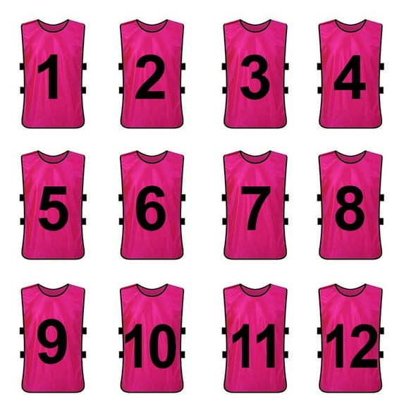 Toptie Sets of 12 Numbered Training Vest (#1-12), Soccer Pinnies