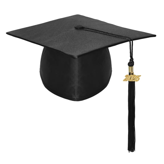 Toptie Shiny Kindergarten Child Size Graduation Cap Hat with 2024 Tassel-Black