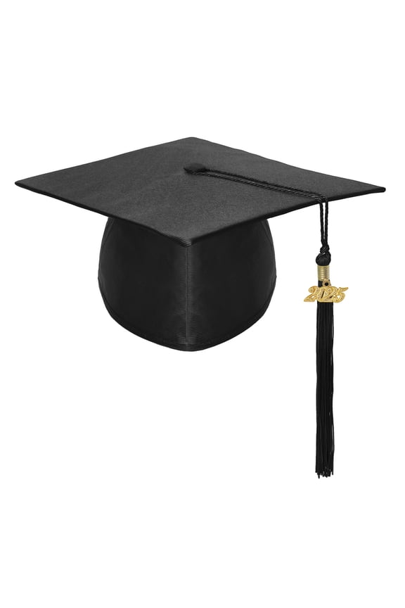 Shiny Kindergarten Child Size Graduation Cap Hat with 2024 Tassel-Black