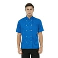 thumbnail image 1 of Toptie Short Sleeve Chef Coat Jacket Royal Blue Lightweight Button Chef Uniform, 1 of 7