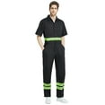 thumbnail image 1 of Toptie Short-Sleeve Coverall Safety Enhanced Visibility Striped One Piece Jumpsuit-Black-2XL Regular, 1 of 6