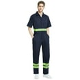 thumbnail image 1 of Toptie Short-Sleeve Coverall Safety Enhanced Visibility Striped One Piece Jumpsuit Regular Length, 1 of 6