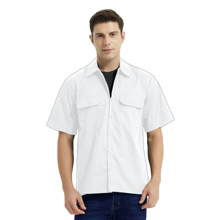 Toptie Short-Sleeve Work Shirt Straight Collar Utility Toptie Short-Sleeve Work Shirt Straight Collar Utility