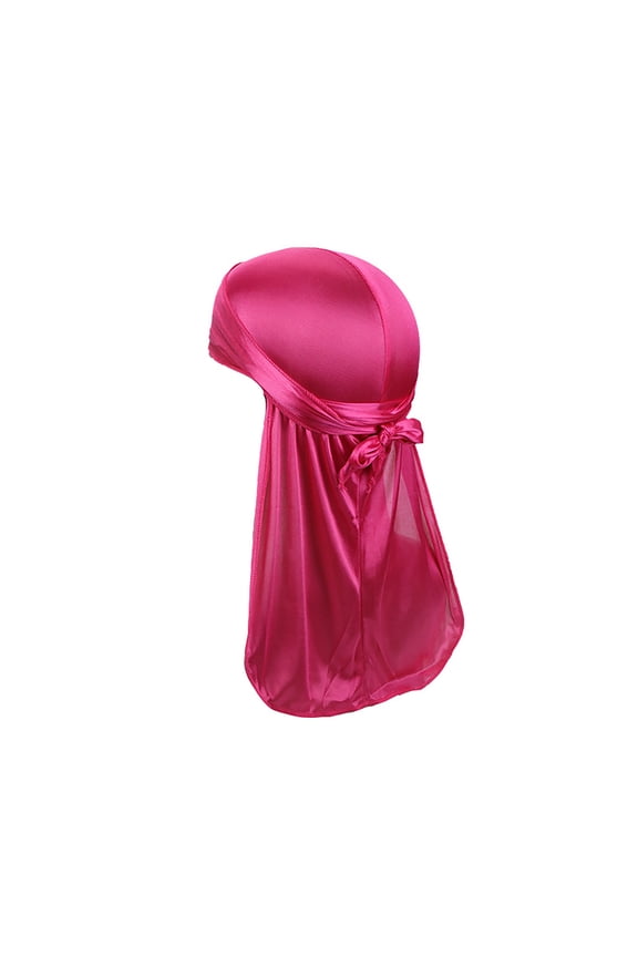 Silky Durag Headwraps Extra Long Tail Wide Straps for 360 Waves Do Rag-Hot Pink