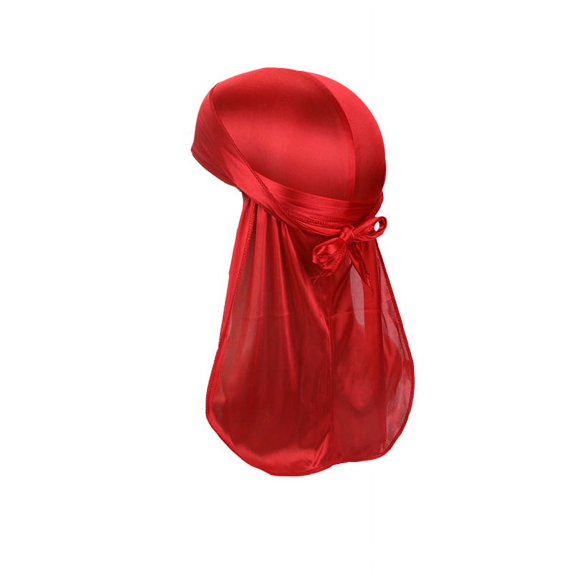 Toptie Silky Durag Headwraps Extra Long Tail Wide Straps for 360 Waves Do Rag-Red
