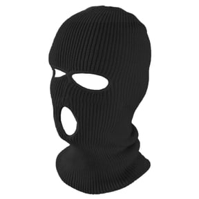 Toptie Ski Mask 3 Hole Balaclava, Warm Double Thermal Knitted Balaclava Warm Knit Balaclava for Adult-Black