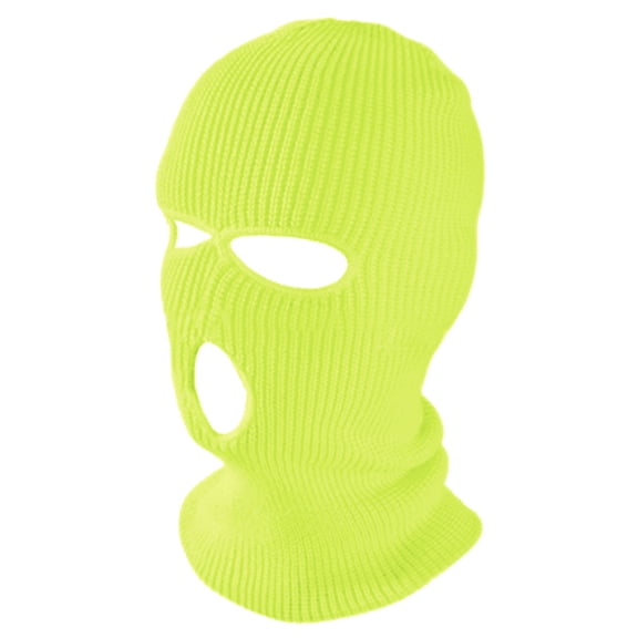 Toptie Ski Mask 3 Hole Balaclava, Warm Double Thermal Knitted Balaclava Warm Knit Balaclava for Adult-Neon Yellow