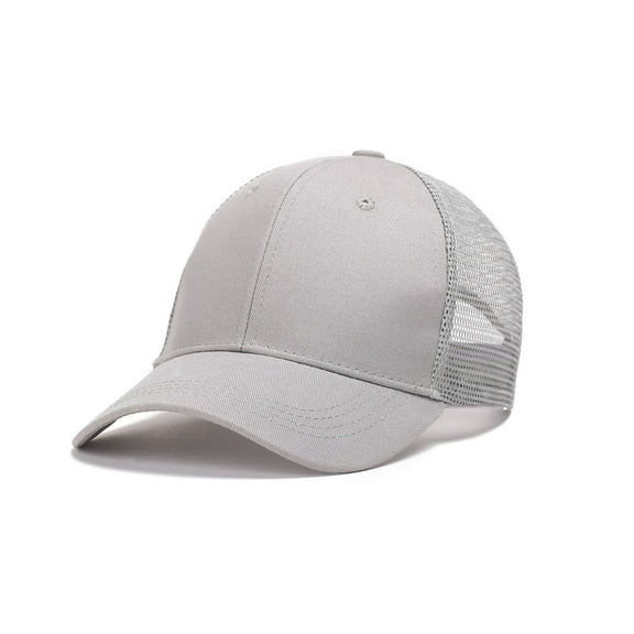 Toptie Snapback Baseball Cap Trucker Hat Cotton Mesh Back Mid Profile Wholesale-Grey