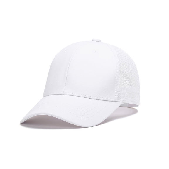 Toptie Snapback Baseball Cap Trucker Hat Cotton Mesh Back Mid Profile Wholesale-White