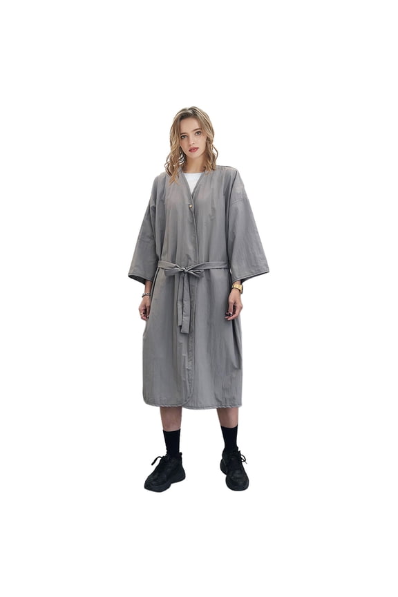 Spa Robe Beauty Salon Smock for Women Kimono Client Uniform-Grey