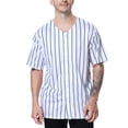 thumbnail image 1 of Toptie Sportswear Pinstripe Baseball Jersey for Men and Boy, Button Down Jersey-white black-M, 1 of 6