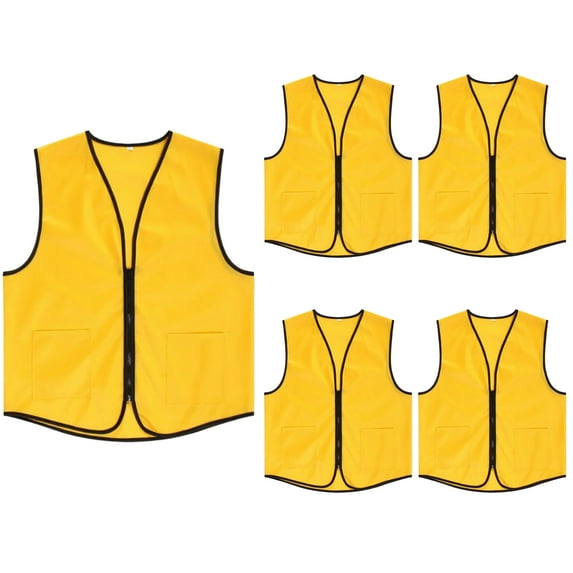 Toptie Supermarket Apron Zipper Vest For Clerk Uniform Vest(5 Packs)-Yellow-M