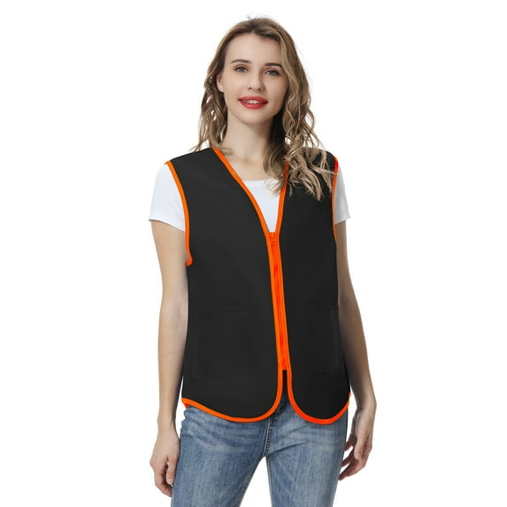 Toptie Supermarket Uniform Vest Zipper Volunteers Event Vest Unisex Waistcoat-Black-XL