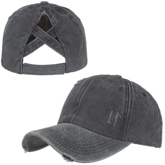 Toptie Tie Dye Ponytail Baseball Cap for Women Criss Cross Messy High Bun Dye Ponytail Hat-Black