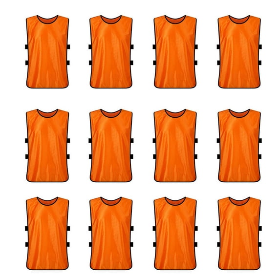 Toptie Training Vests Soccer Pinnies Football Jersey, Pinnies for Soccer Team, Adult / Child-Orange 12Pcs-L(Adult)