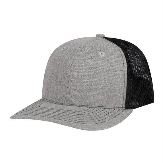 TOPTIE 6 Panel Trucker Cap Adjustable Snapback Cap, Structured Mid Profile-Heather Light Grey